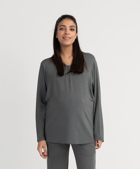 Women's Henley Maternity/Nursing Top